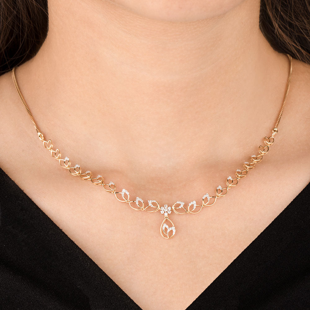 18K Yellow Gold Diamond Necklace - 0.454ct SI-IJ