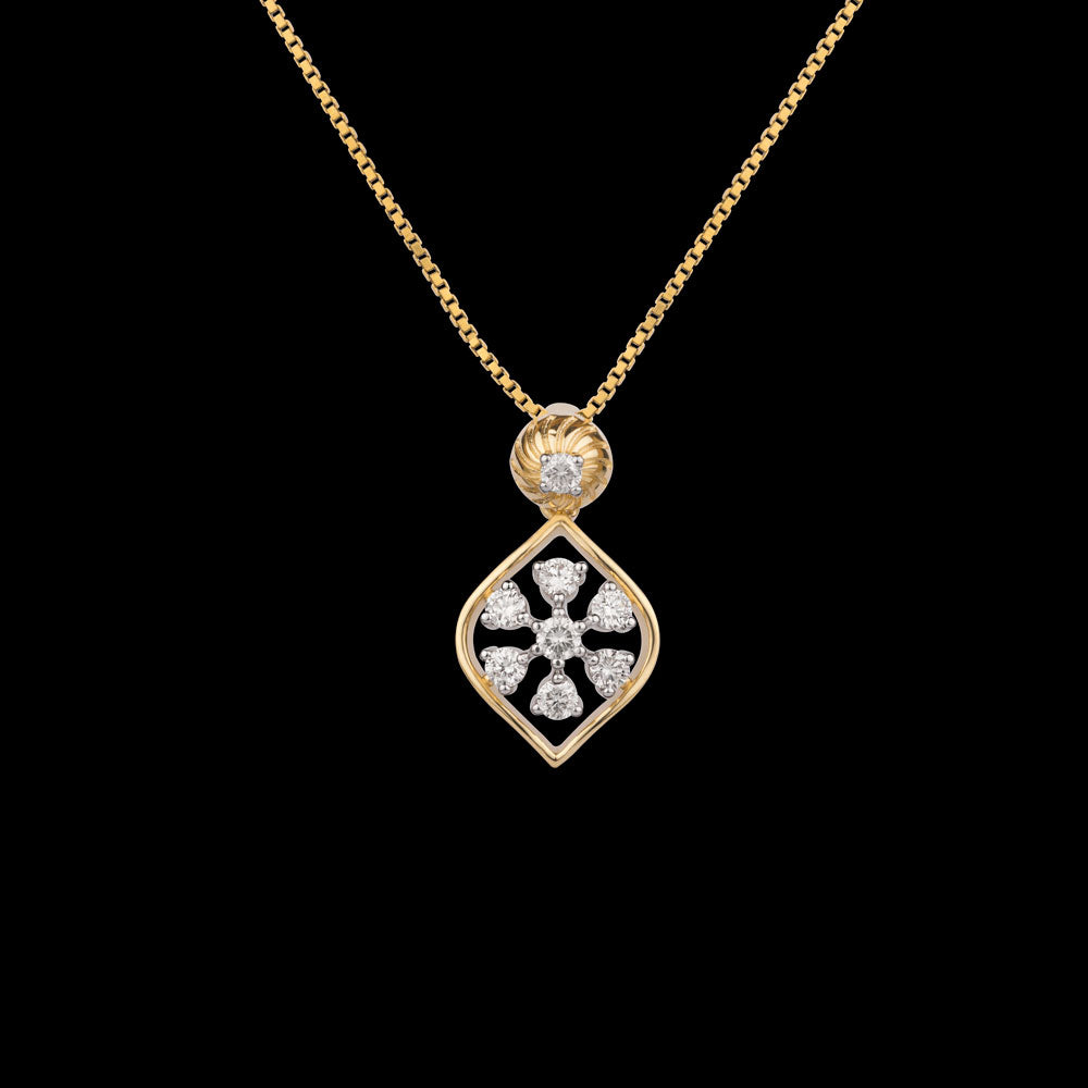 18K Yellow Gold Diamond Pendant - 0.415ct VS-SI-GH