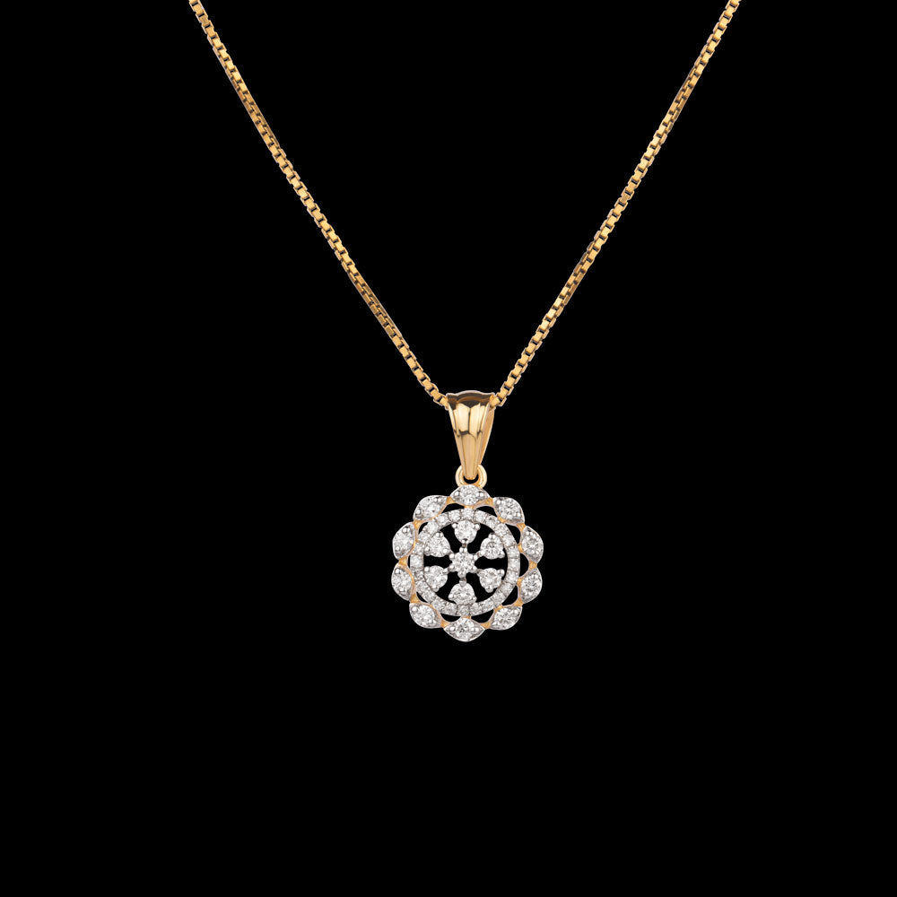 18K Yellow Gold Diamond Pendant - 0.409ct VS-SI-FG