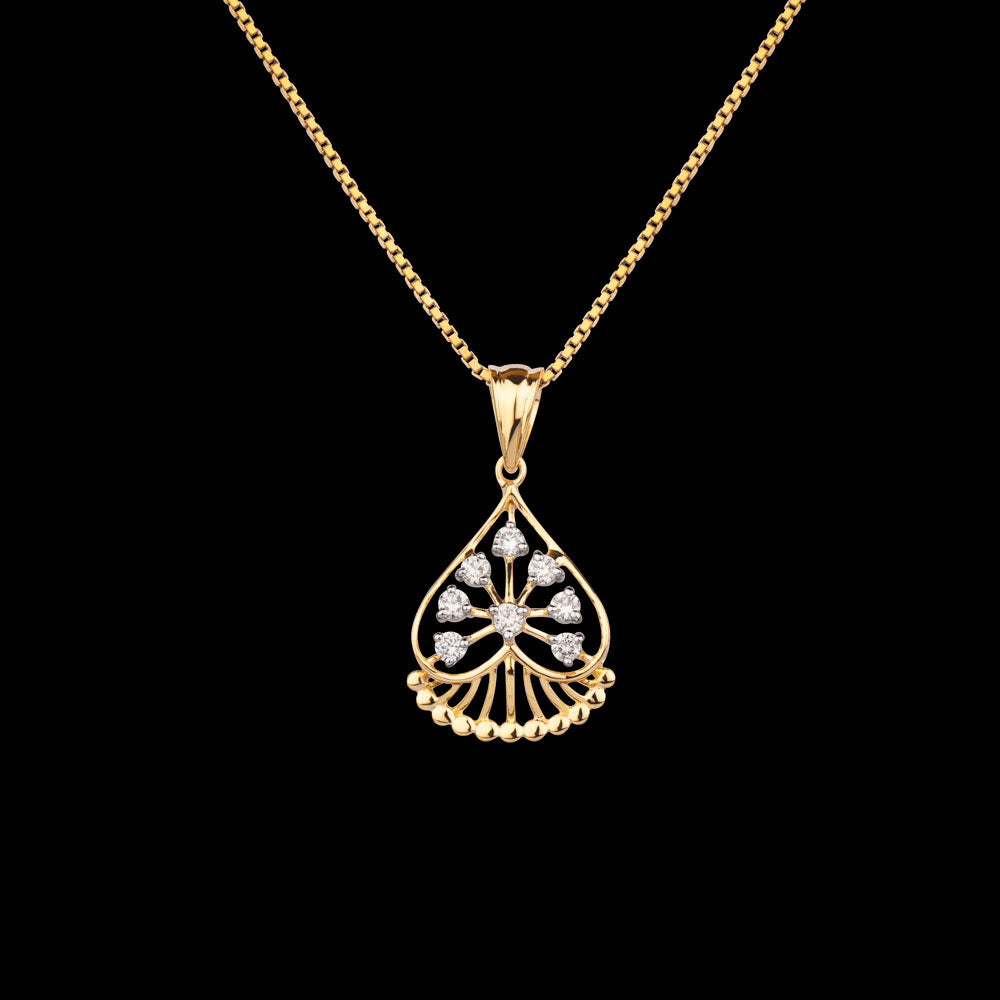 14K Yellow Gold Diamond Pendant - 0.22ct VS-SI-GH