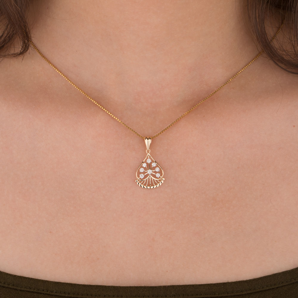 14K Yellow Gold Diamond Pendant - 0.22ct VS-SI-GH