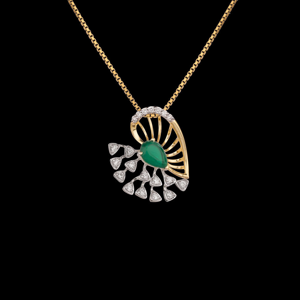 14K Yellow Gold Diamond Pendant - 0.188ct VVS-VS-GH with Colour Stones