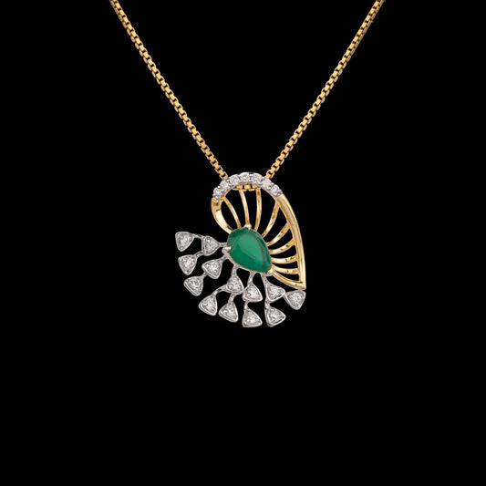 14K Yellow Gold Diamond Pendant - 0.188ct VVS-VS-GH with Colour Stones