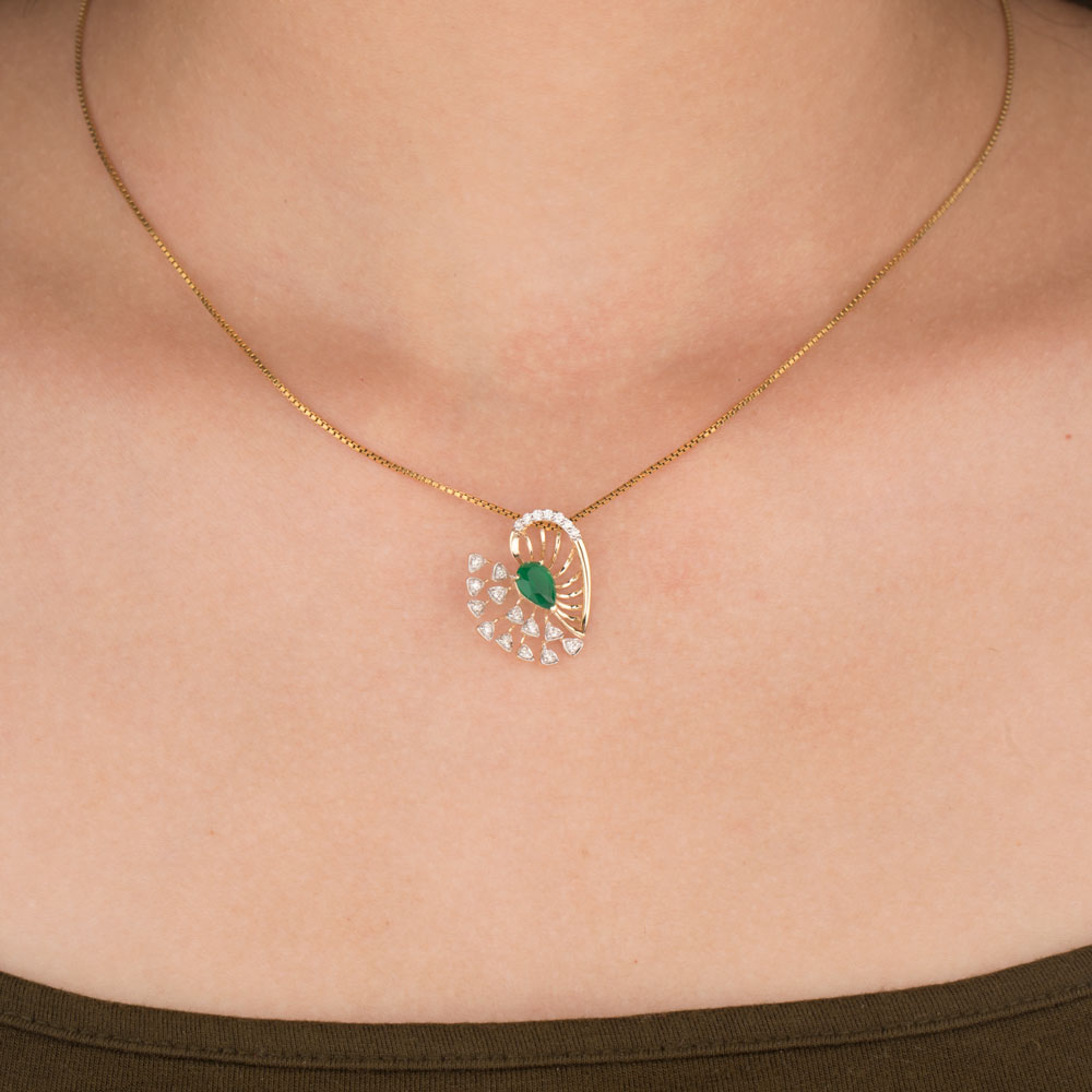 14K Yellow Gold Diamond Pendant - 0.188ct VVS-VS-GH with Colour Stones