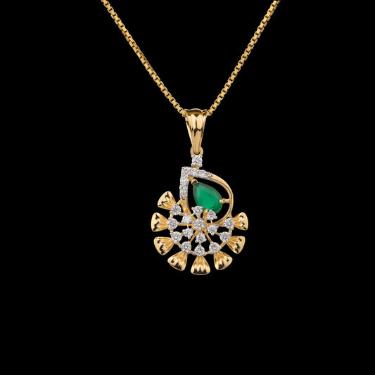 18K Yellow Gold Diamond Pendant - 0.289ct VS-SI-GH with Colour Stones