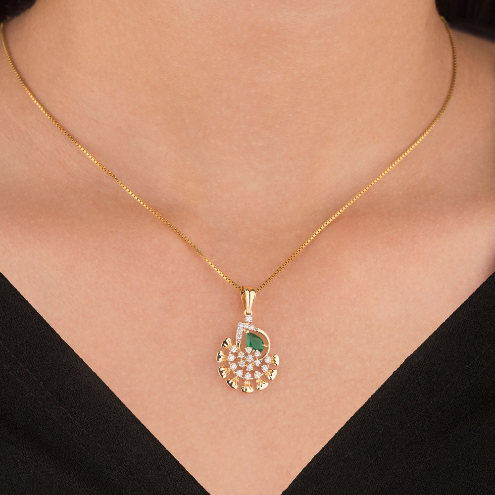 18K Yellow Gold Diamond Pendant - 0.289ct VS-SI-GH with Colour Stones