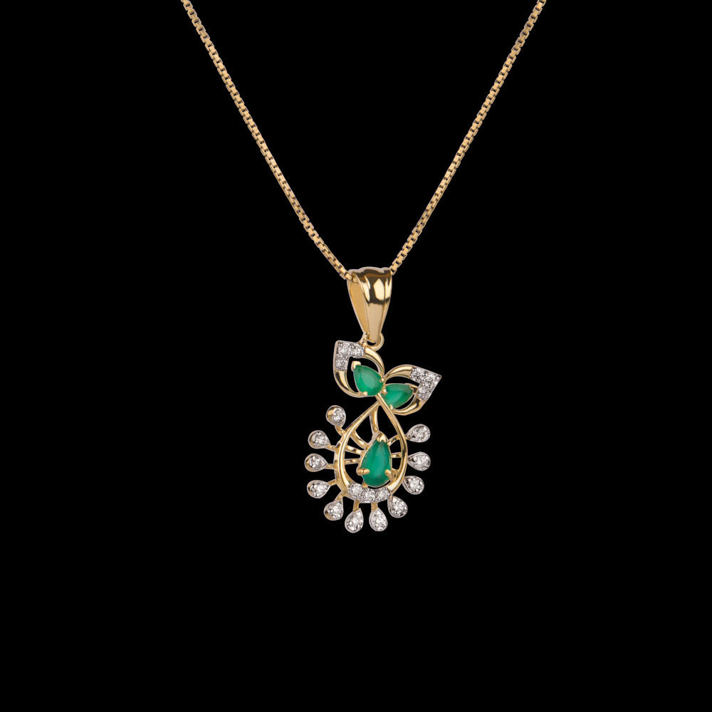 14K Yellow Gold Diamond Pendant - 0.176ct VS-SI-GH with Colour Stones