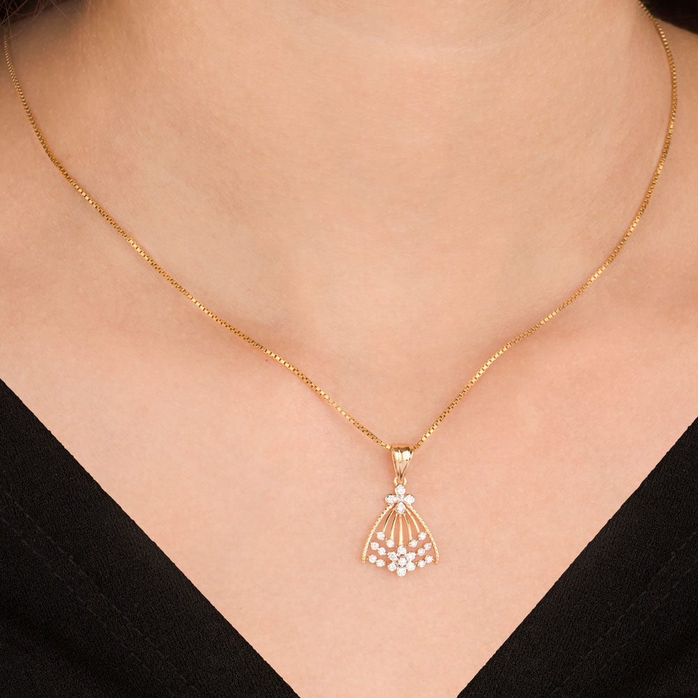 18K Yellow Gold Diamond Pendant - 0.24ct VVS-VS-GH
