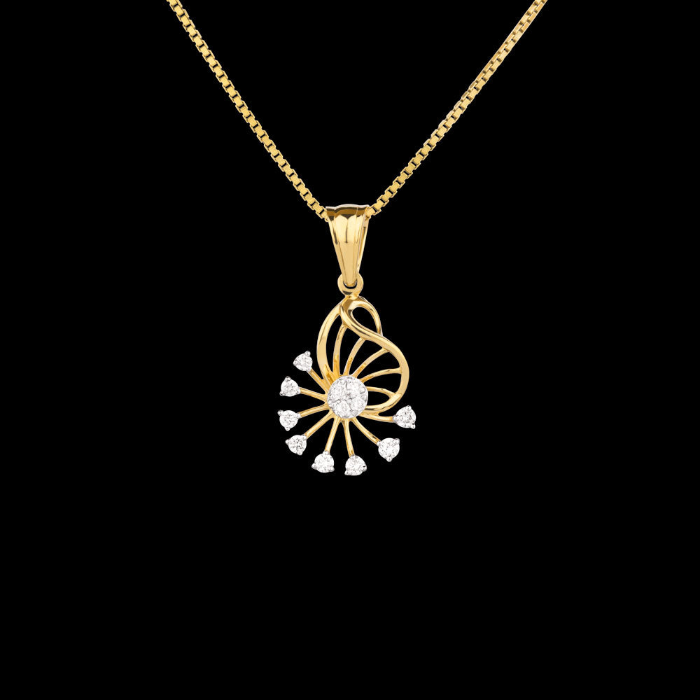18K Yellow Gold Diamond Pendant - 0.186ct VVS-VS-GH