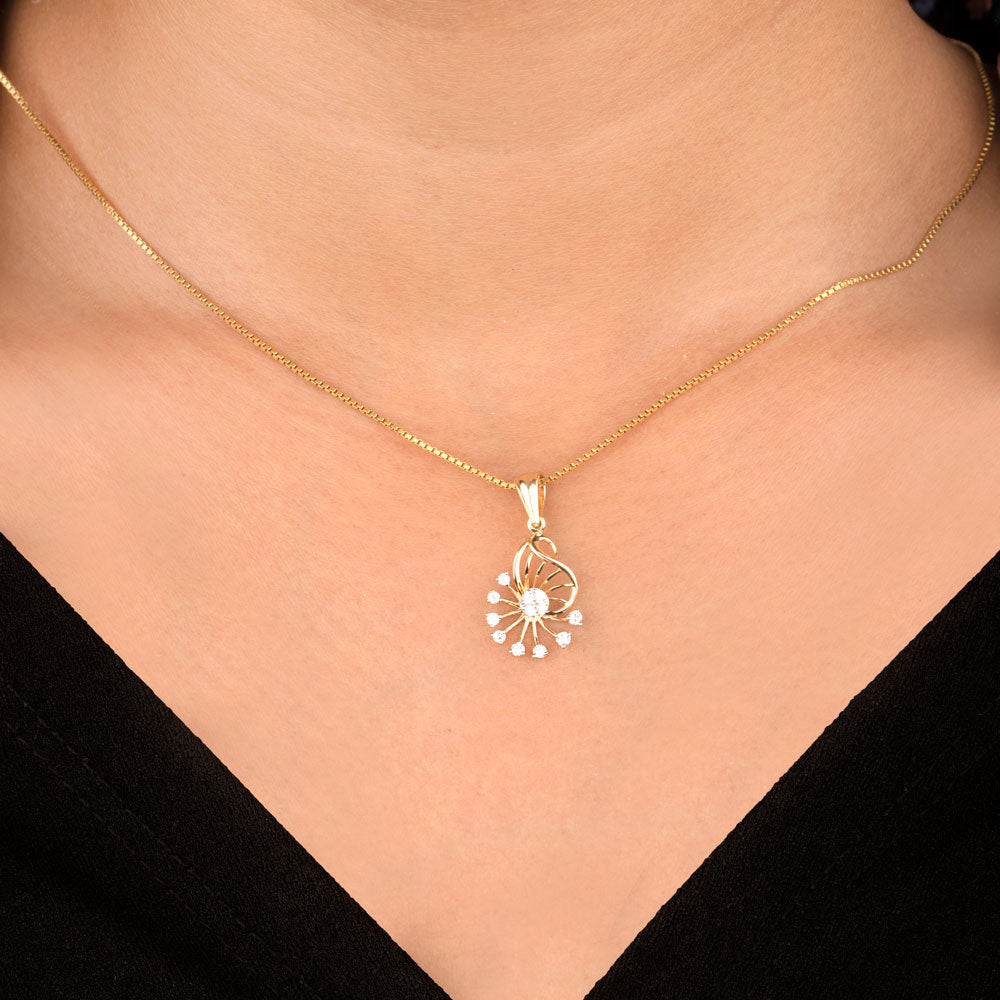 18K Yellow Gold Diamond Pendant - 0.186ct VVS-VS-GH