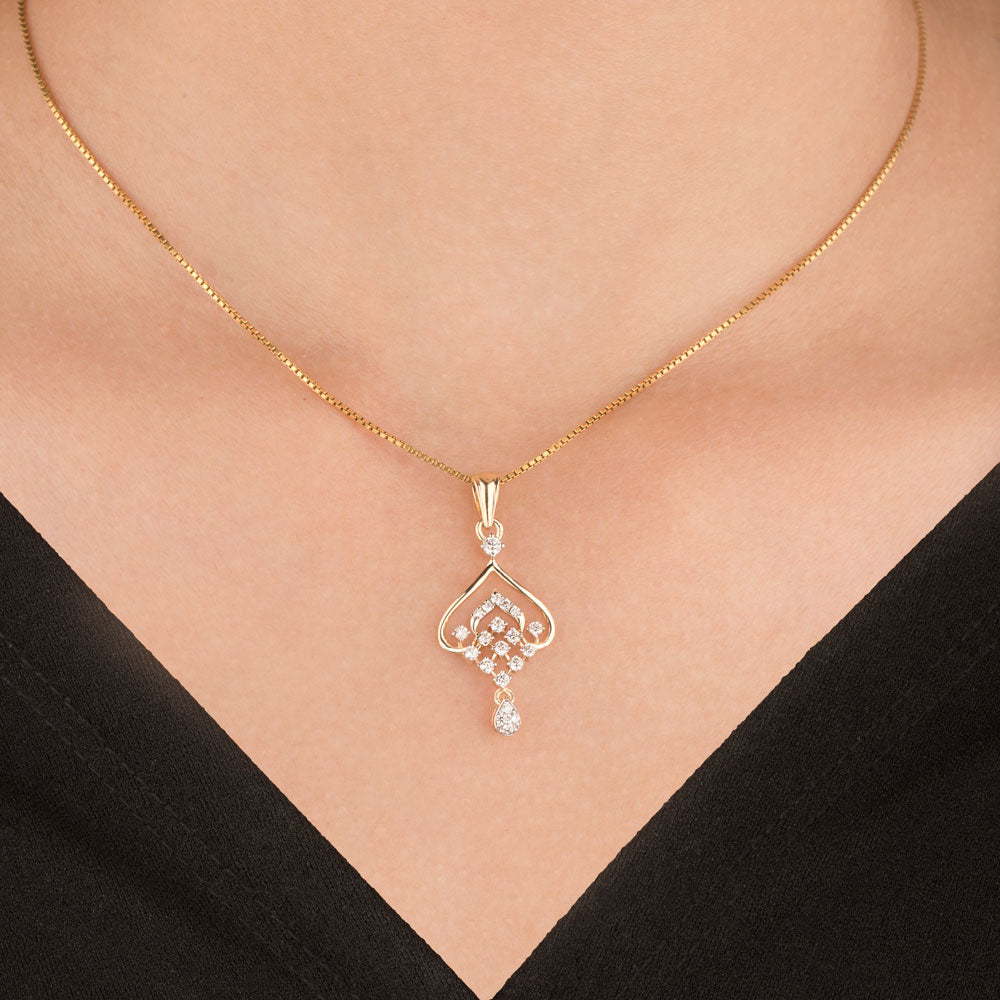 14K Yellow Gold Diamond Pendant - 0.328ct VVS-VS-GH