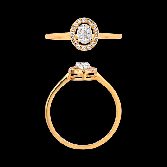 18K Two Tone Gold Diamond Ring - 0.184ct VVS-EF