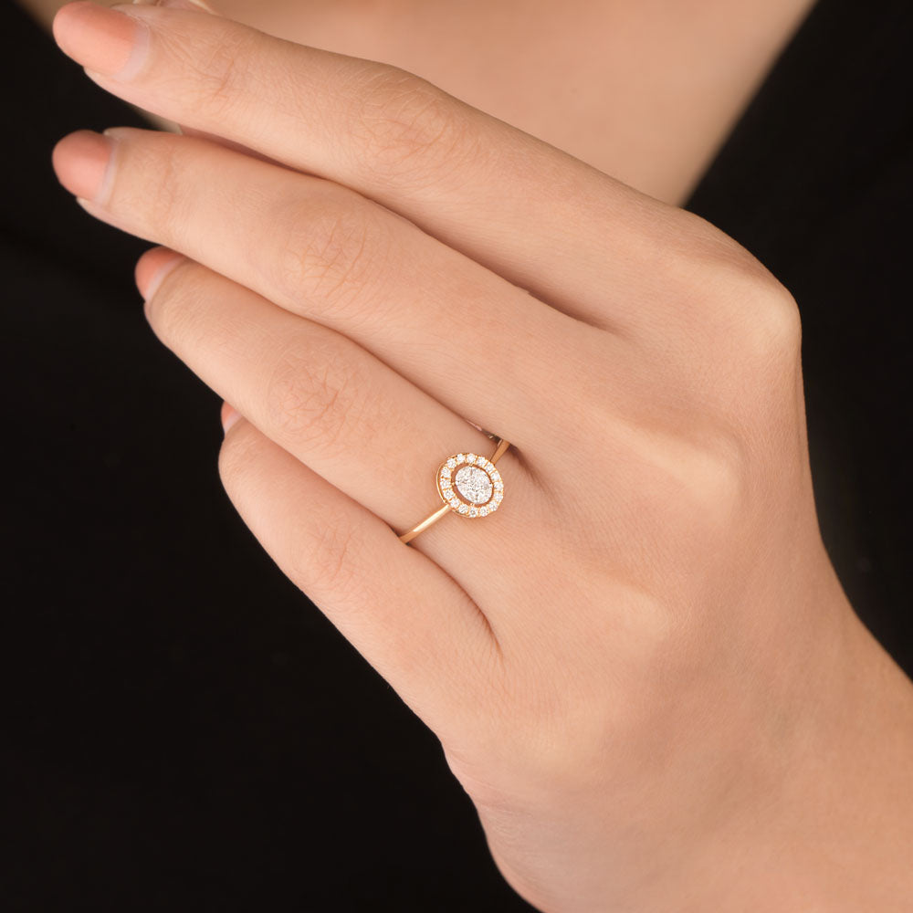 18K Two Tone Gold Diamond Ring - 0.184ct VVS-EF