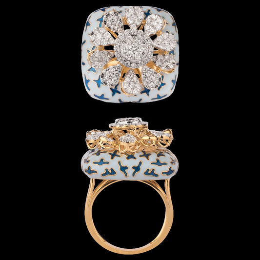 18K Yellow Gold Diamond Ring - 1.501ct VS-SI-GH with Colour Stones