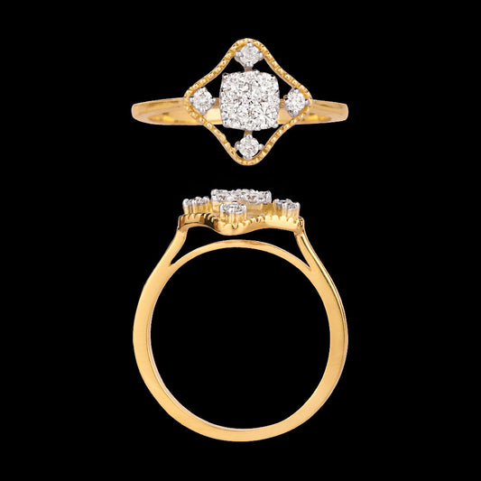 18K Yellow Gold Diamond Ring - 0.32ct VVS-VS-GH
