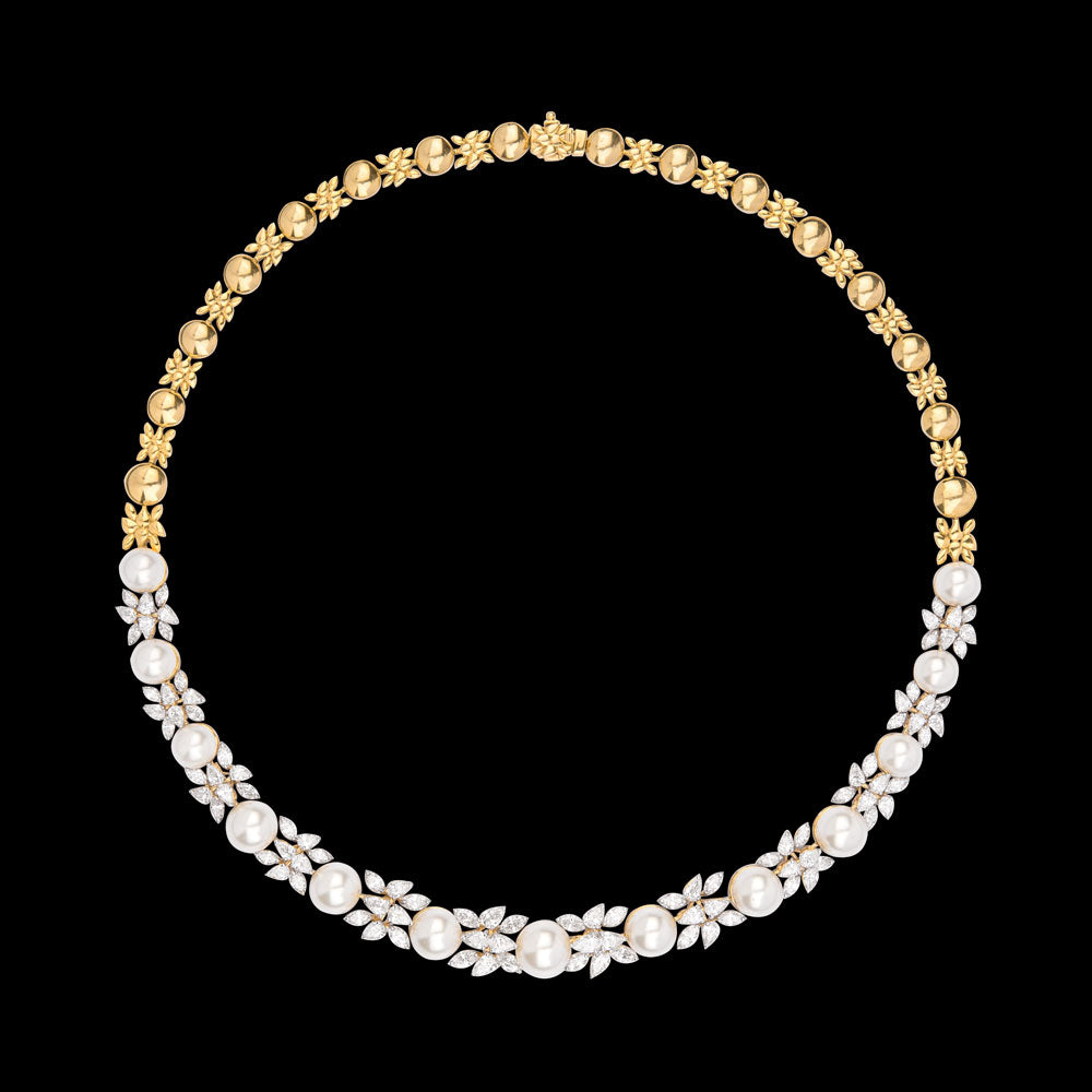 18K Yellow Gold Diamond Necklace - 8.155ct VVS-VS-GH with Colour Stones