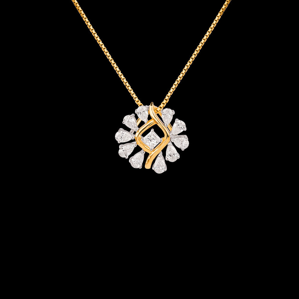 18K Yellow Gold Diamond Pendant - 0.91ct VS-SI-EF