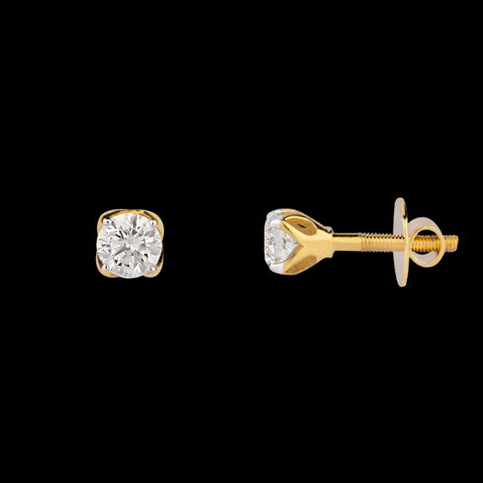18K Yellow Gold Diamond Earrings - 0.49ct VVS-VS-IJ