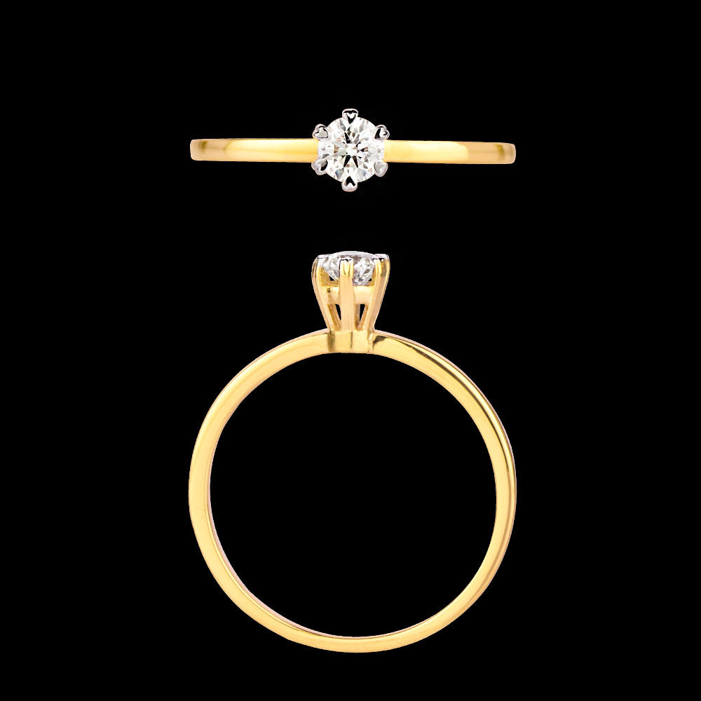 18K Yellow Gold Diamond Ring - 0.183ct VS-HI