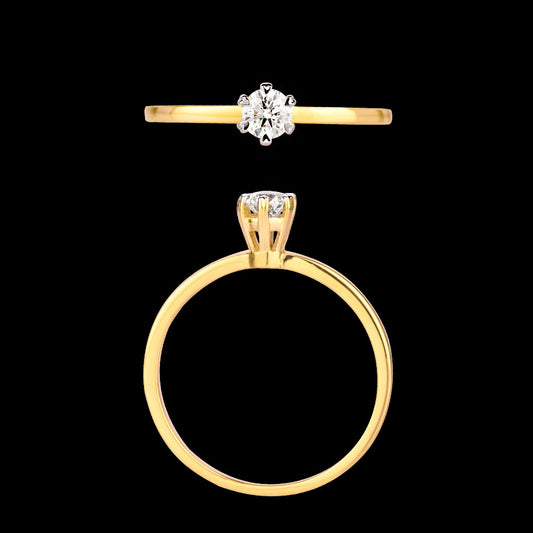 18K Yellow Gold Diamond Ring - 0.183ct VS-HI