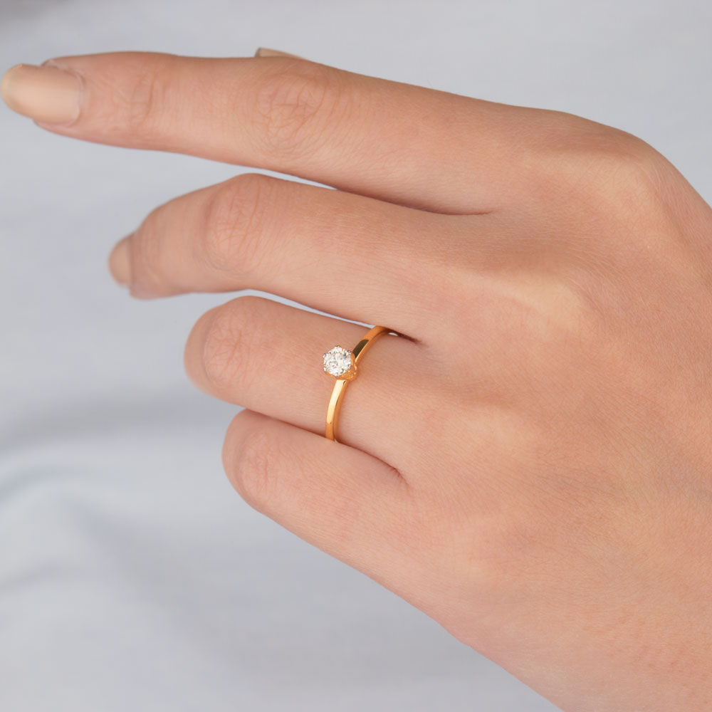 18K Yellow Gold Diamond Ring - 0.183ct VS-HI