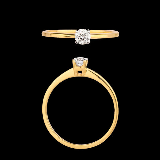 18K Yellow Gold Diamond Ring - 0.21ct VS-IJ