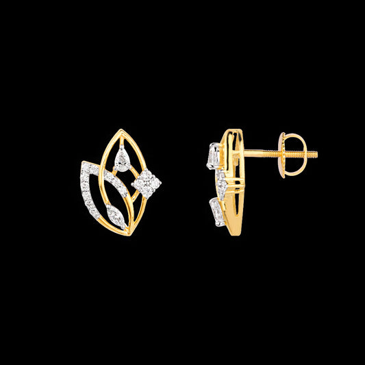 18K Yellow Gold Diamond Earrings - 0.49ct VVS-VS-EF