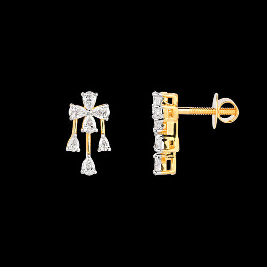 18K Yellow Gold Diamond Earrings - 0.538ct VVS-VS-EF