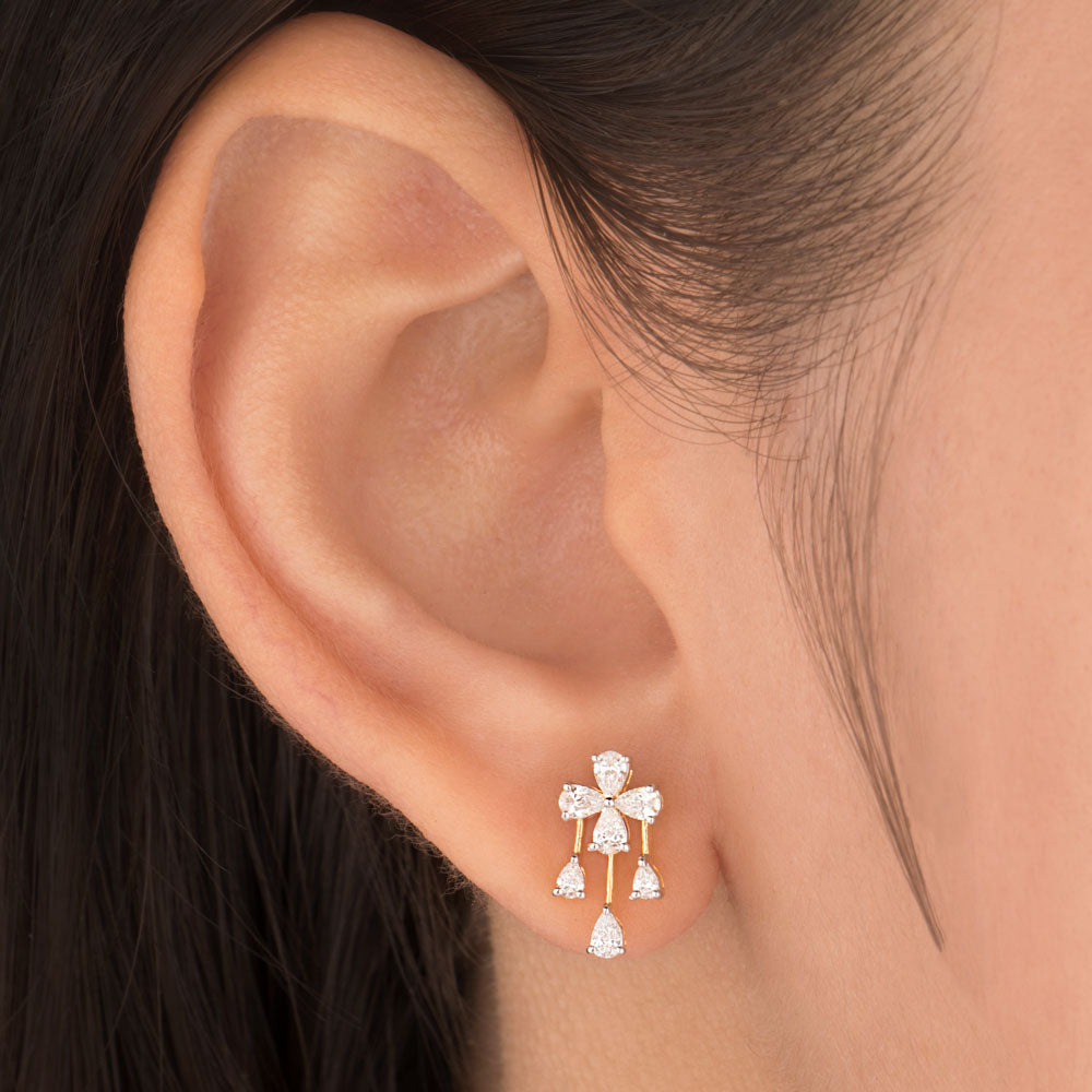 18K Yellow Gold Diamond Earrings - 0.538ct VVS-VS-EF
