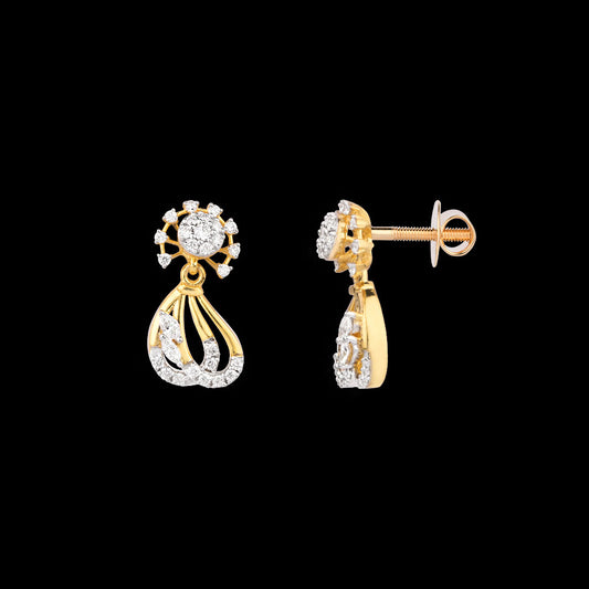 18K Yellow Gold Diamond Earrings - 0.452ct VVS-VS-EF