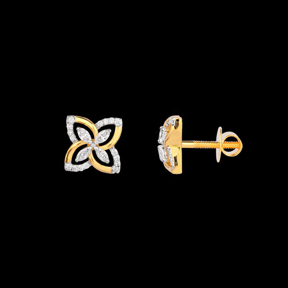 18K Yellow Gold Diamond Earrings - 0.407ct VVS-VS-EF