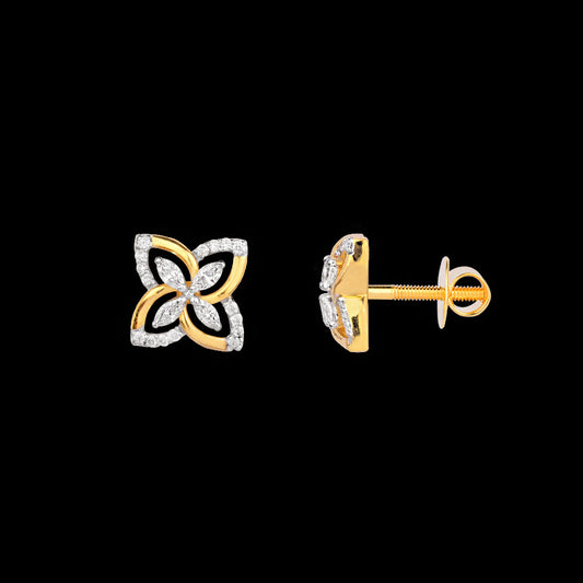 18K Yellow Gold Diamond Earrings - 0.407ct VVS-VS-EF
