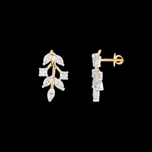18K Two Tone Gold Diamond Earrings - 0.427ct VVS-VS-EF