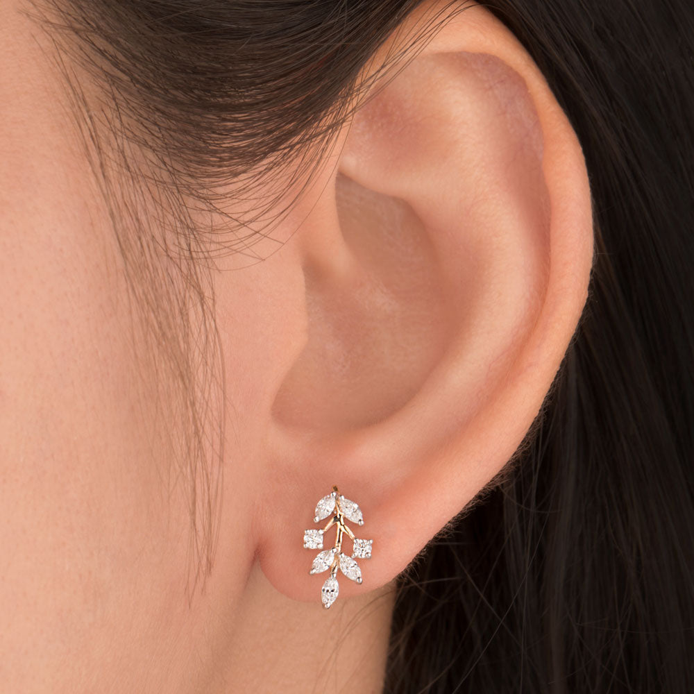 18K Two Tone Gold Diamond Earrings - 0.427ct VVS-VS-EF