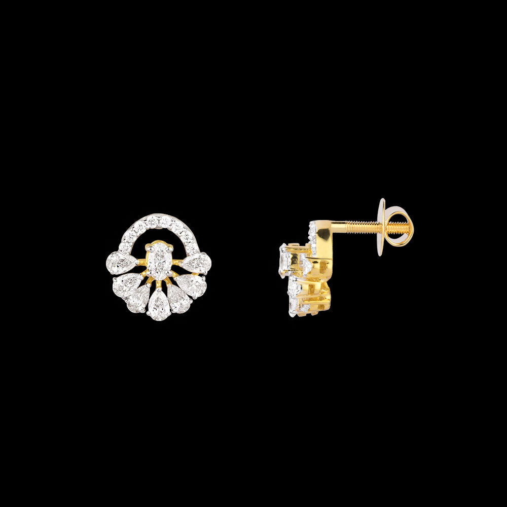 18K Yellow Gold Diamond Earrings - 0.667ct VVS-EF