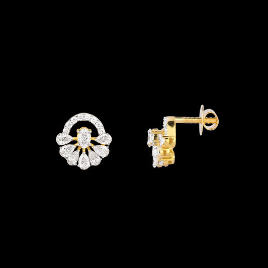 18K Yellow Gold Diamond Earrings - 0.667ct VVS-EF