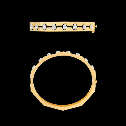 18K Yellow Gold Diamond Kada - 2.11ct VVS-VS-GH