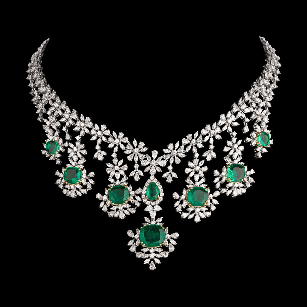 18K Yellow Gold Diamond Necklace - 22.46ct VVS-EF with Colour Stones