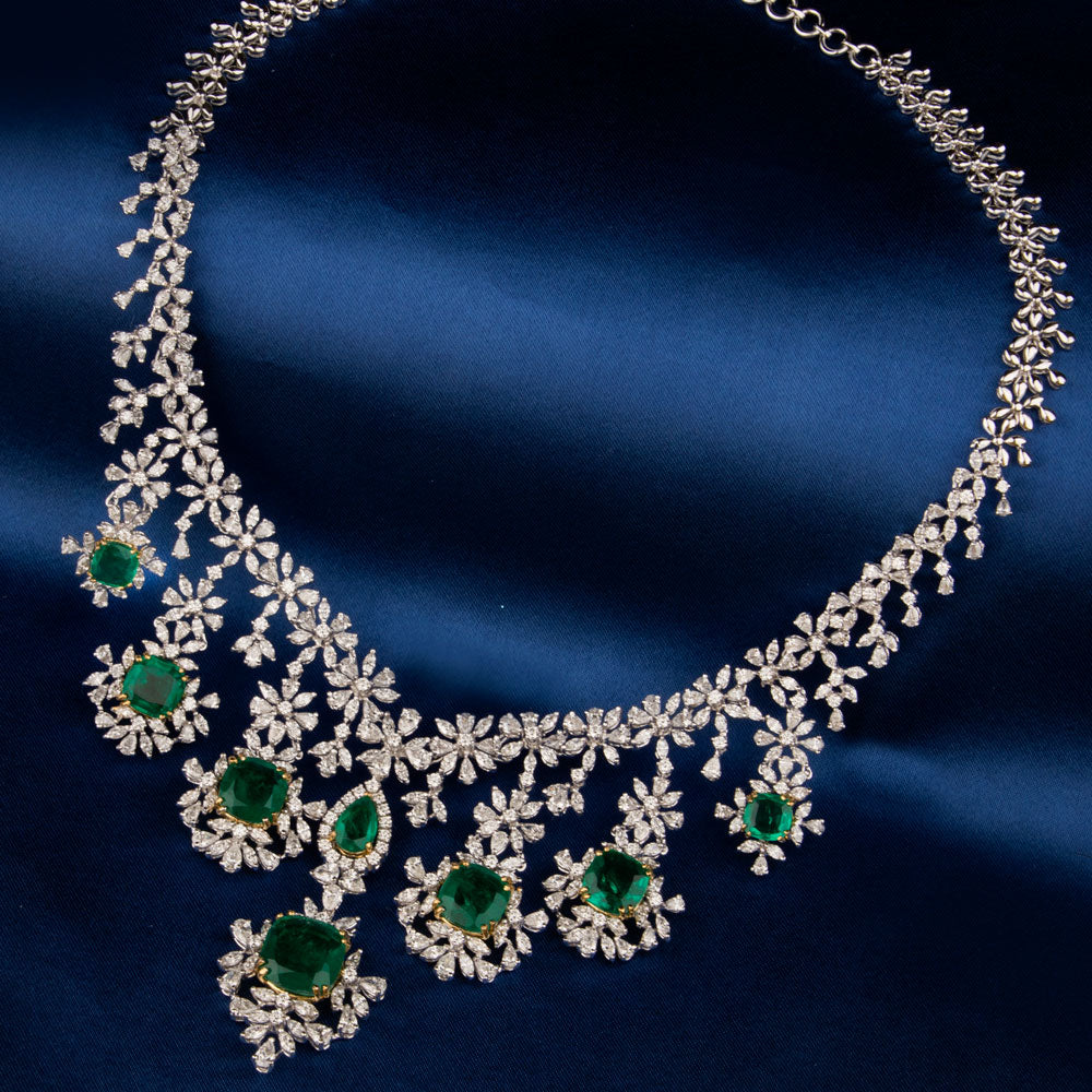 18K Yellow Gold Diamond Necklace - 22.46ct VVS-EF with Colour Stones