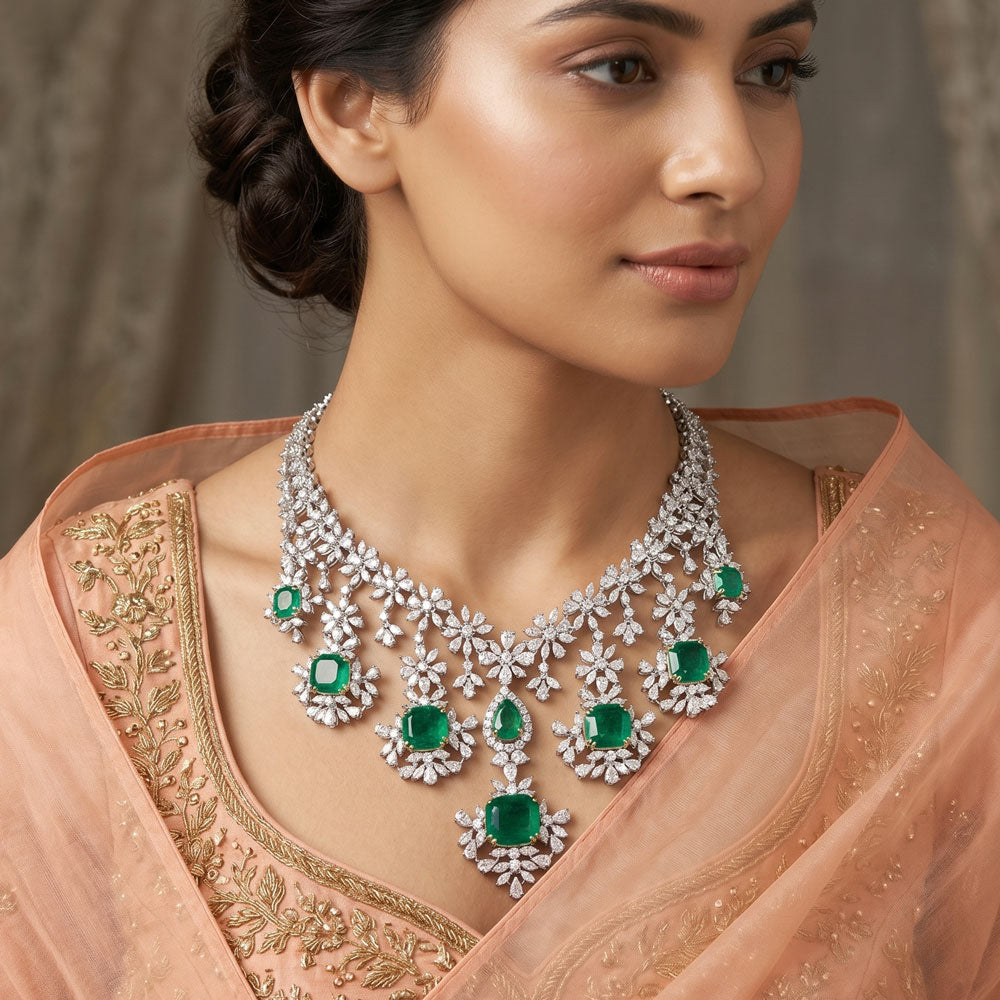 18K Yellow Gold Diamond Necklace - 22.46ct VVS-EF with Colour Stones