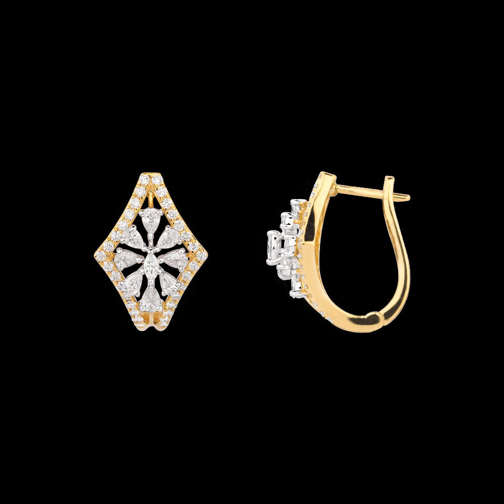 18K Yellow Gold Diamond Earrings - 0.95ct VVS-EF