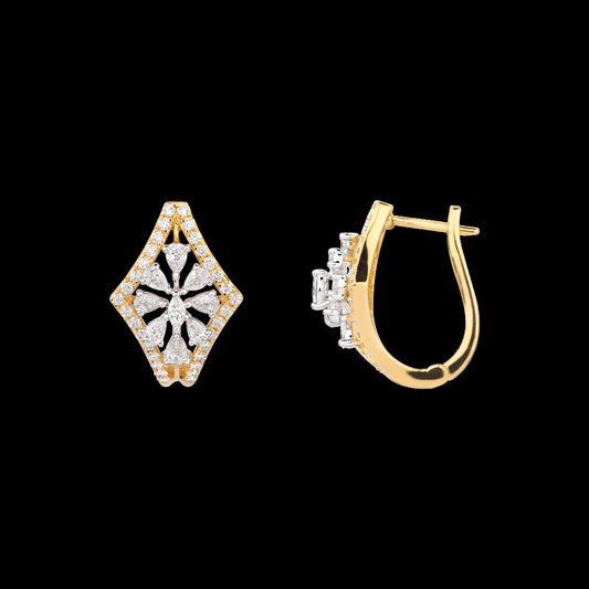18K Yellow Gold Diamond Earrings - 0.95ct VVS-EF
