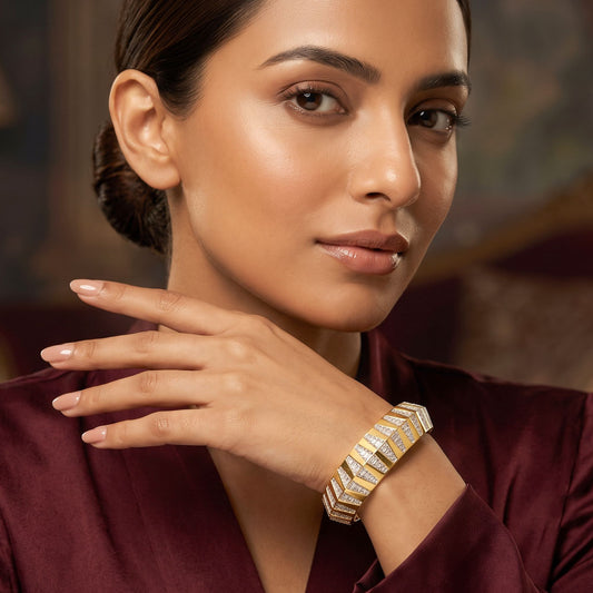 14K Yellow Gold Diamond Kada - 10.067ct VVS-VS-IJ