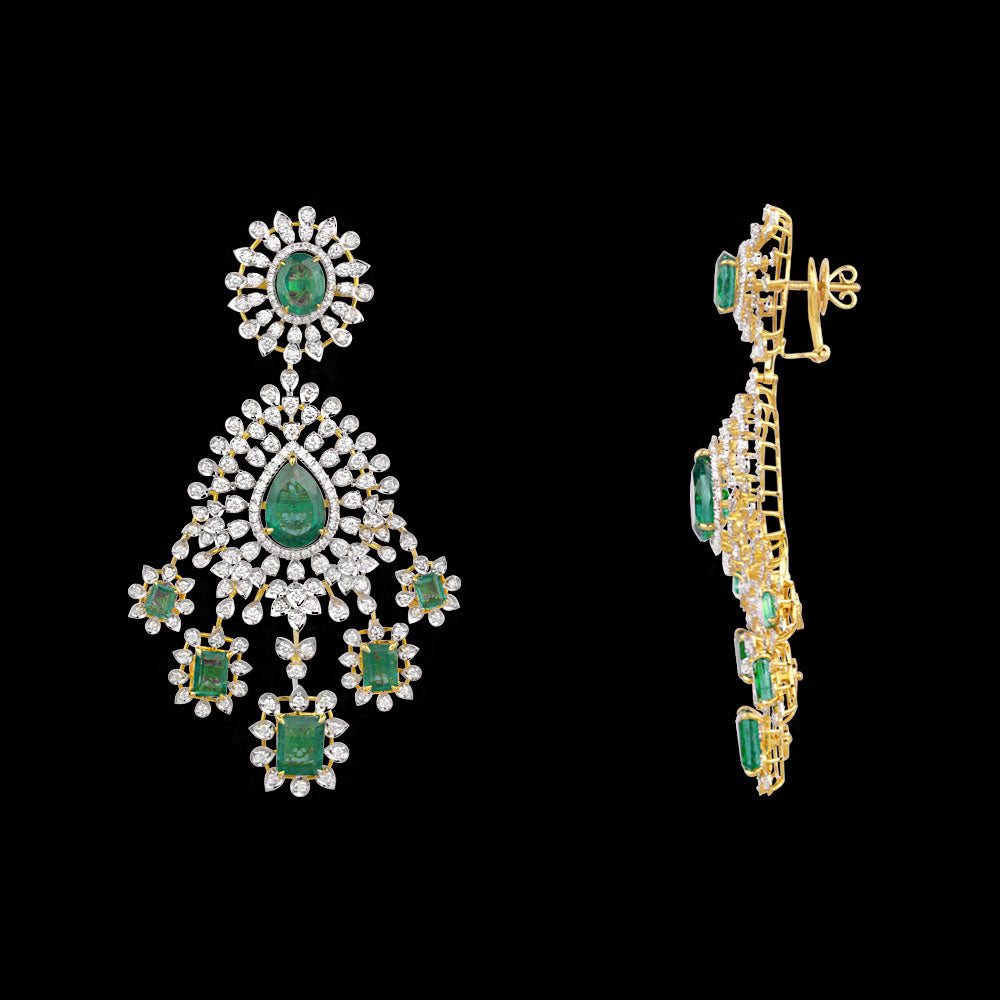 18K White Gold Diamond Jewellery - 7.121ct VVS-VS-GH with Colour Stones