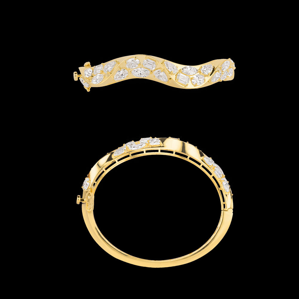 14K Yellow Gold Diamond Kada - 10.338ct VS-SI-KL