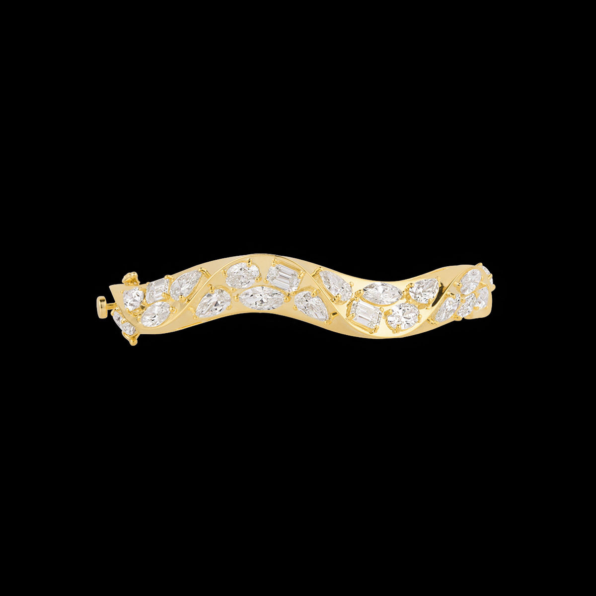 14K Yellow Gold Diamond Kada - 10.338ct VS-SI-KL