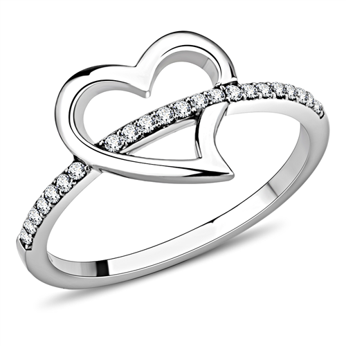0.05 Ct Round Cut Diamond 14K White Gold Finish Anniversary Heart Shape Ring 925 Sterling Silver