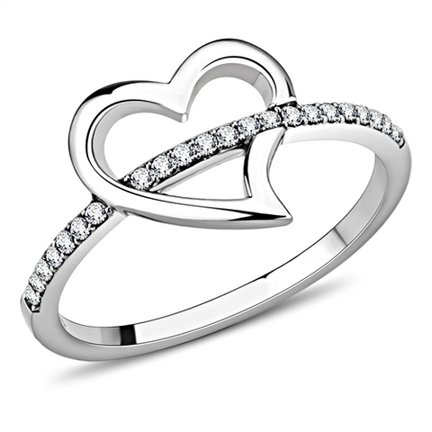 0.05 Ct Round Cut Diamond 14K White Gold Finish Anniversary Heart Shape Ring 925 Sterling Silver