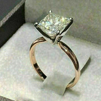 2CT Princess Lab Created Diamond Women's Engagement Ring 14K White Gold Finish