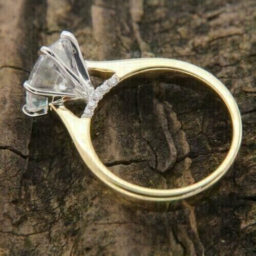 2Ct Round Cut Diamond Solitaire Engagement Wedding Ring 14k Yellow Gold Over